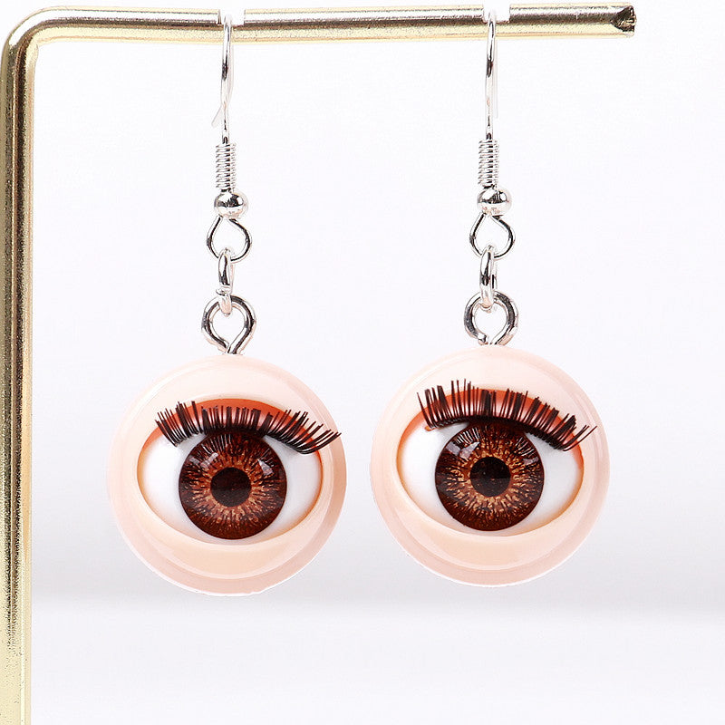 Wholesale Funny creative simulation doll eyes eyelashes  Acrylic Earrings
