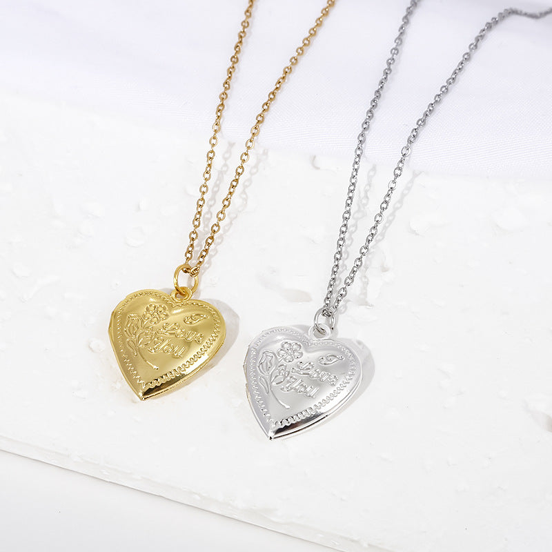 Wholesale gold plating creative rose Valentine's Day love box pendant necklace
