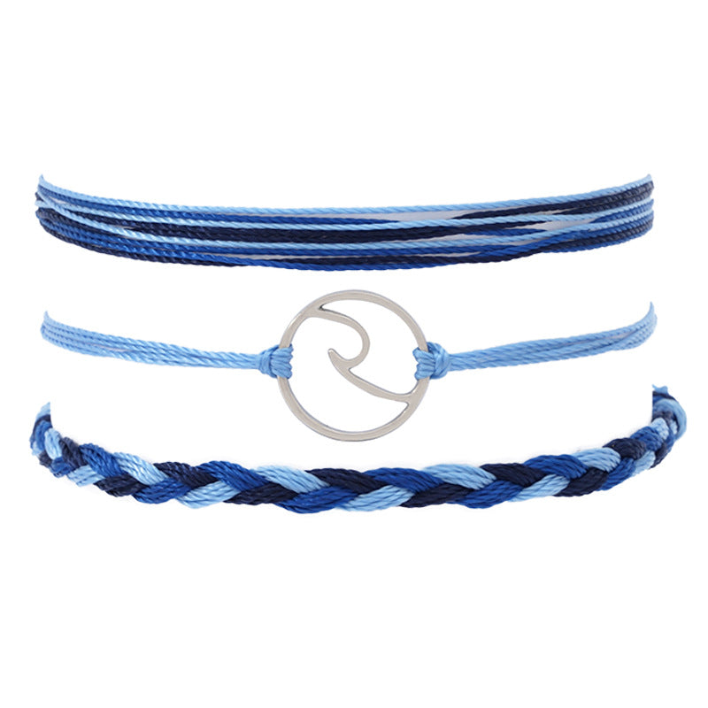 Wholesale Handwoven Turtle Wave Sunflower Chrysanthemum Alloy Bracelet