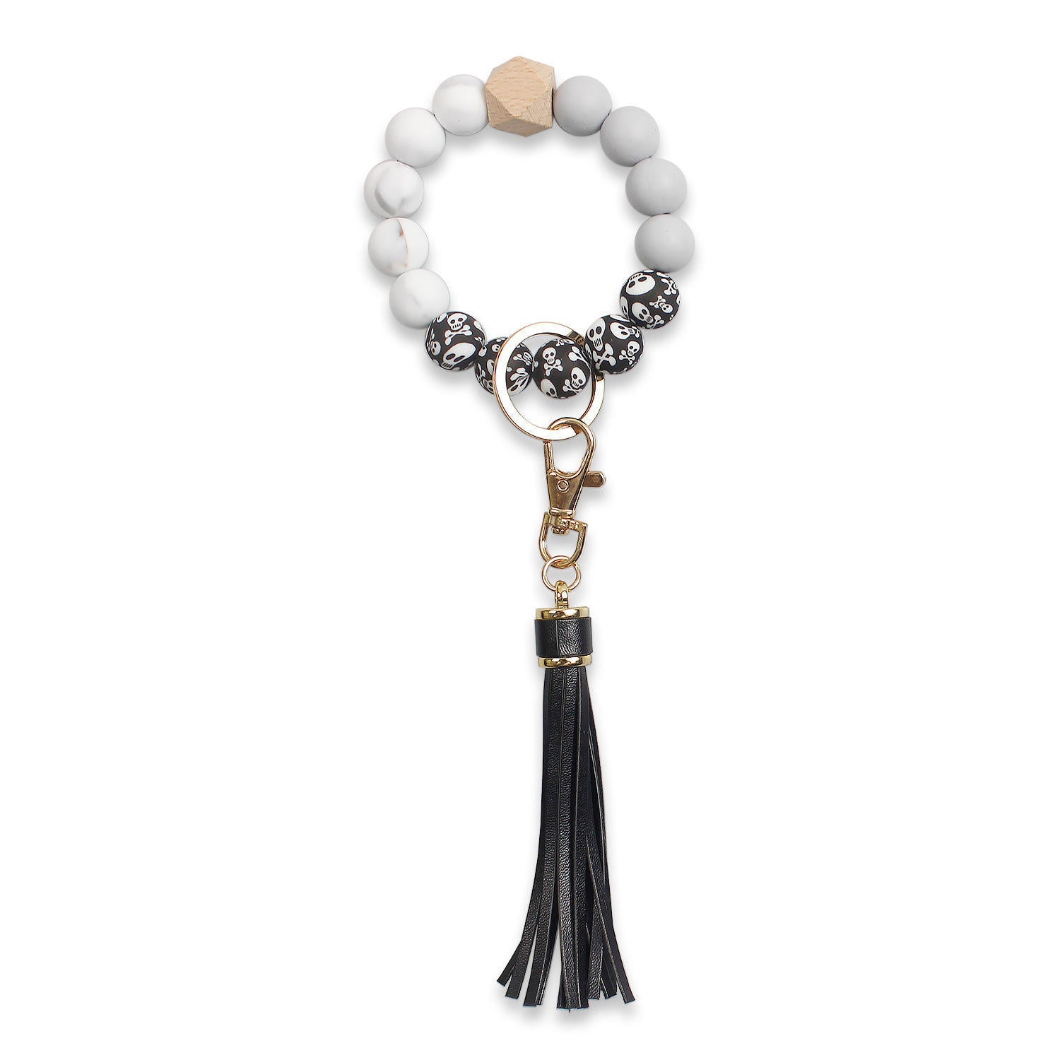 Wholesale 20PCS Leather Tassel Silicone Bead Bracelet Keychain