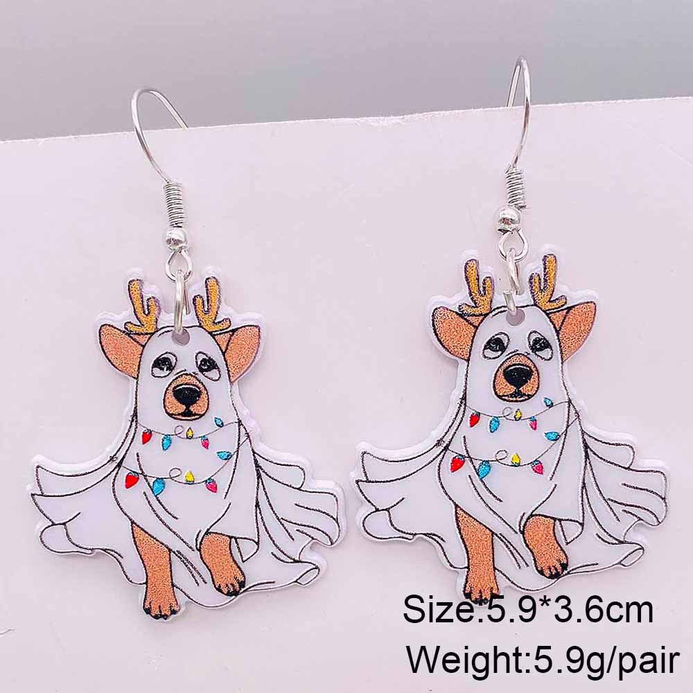 Wholesale Christmas Ghost Dog Acrylic Earrings
