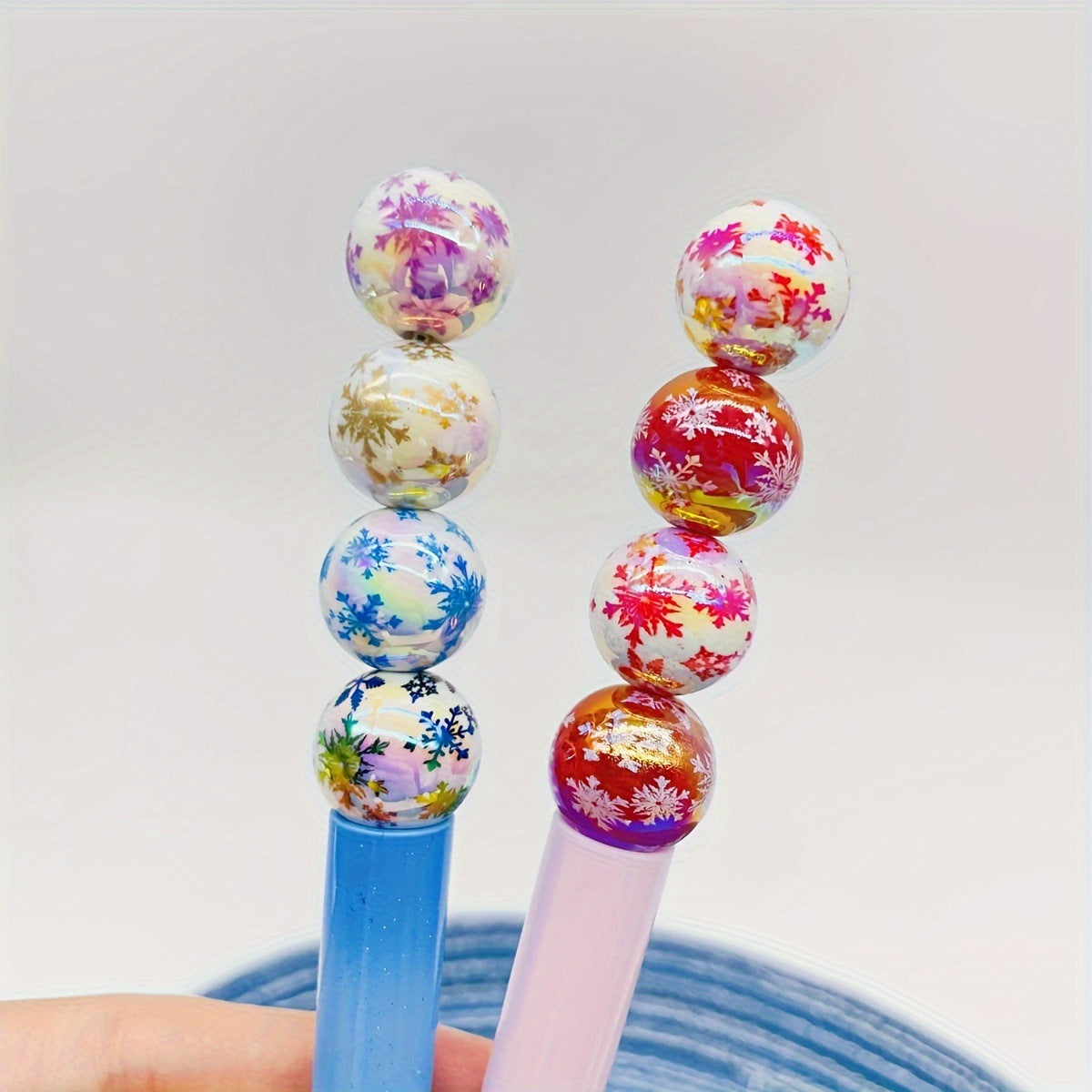 Wholesale 100PCS/PACK Christmas Series Acrylic Printing DIY Snowflake Beads