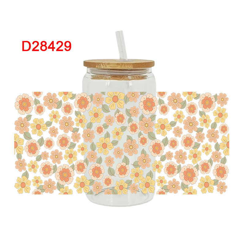 Wholesale Colorful and Diverse Flowers 16oz Cup UV DTF Wraps