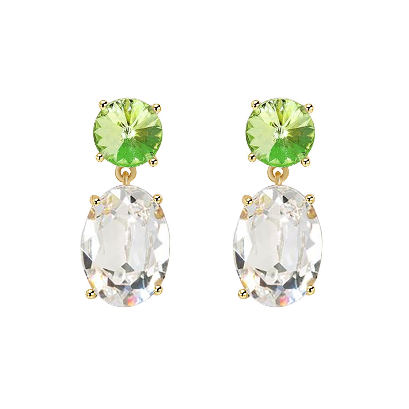 Wholesale Long Copper Zirconium Inlaid Colored Water Zircon Earrings