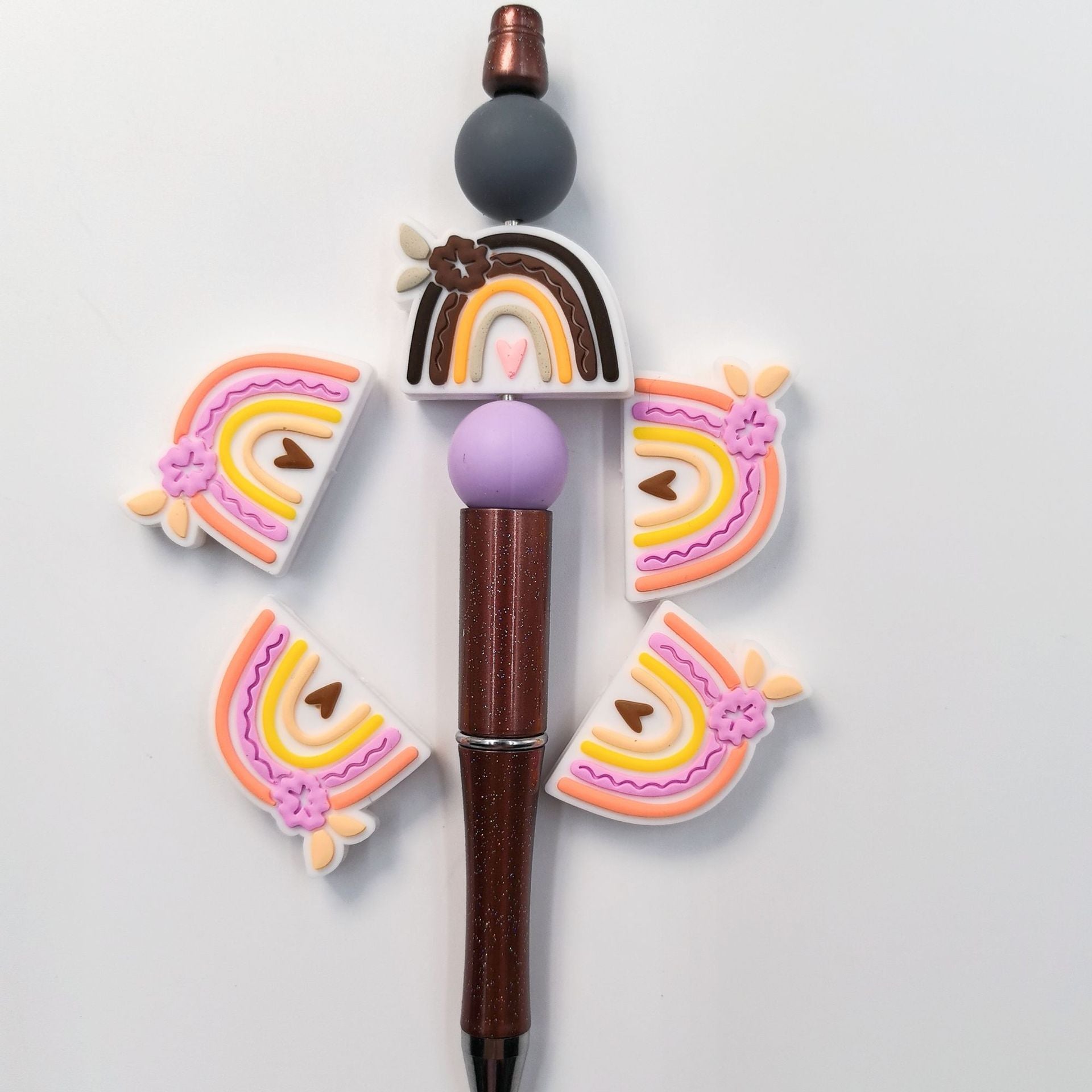 Wholesale 10pcs Rainbow Silicone Beads