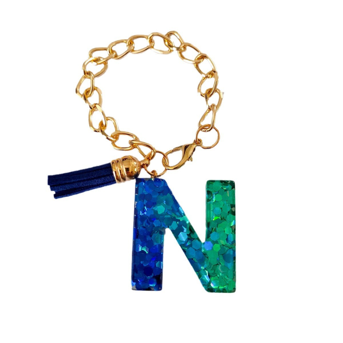 Wholesale Mixed color blue English letter keychain