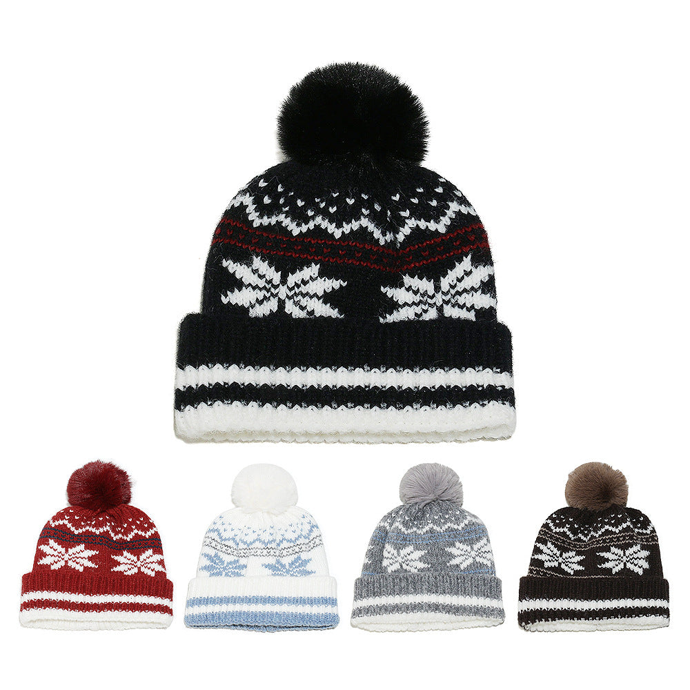Wholesale Winter Thickeneded Warm Christmas Snowflake Hat