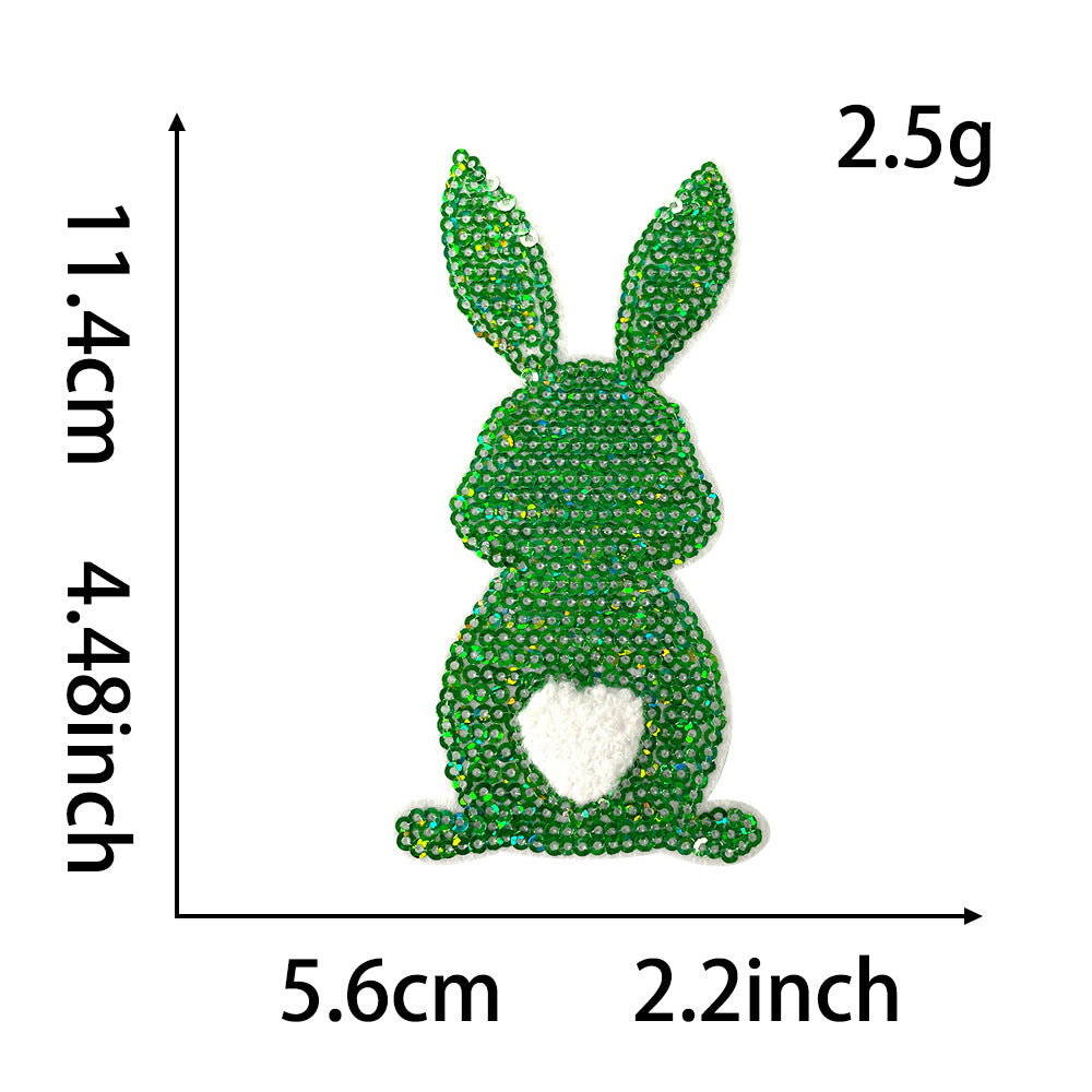 Wholesale Boutique Easter Rabbit Embroidered Iron On Patch With Hot Melt Glue For Coat DIY Accessory