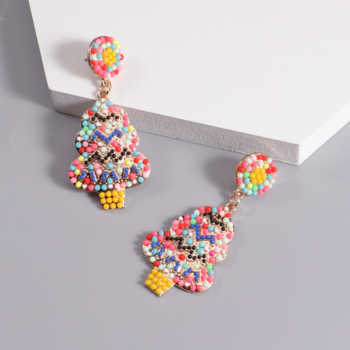 Wholesale Christmas Colorful Rice Bead Earrings