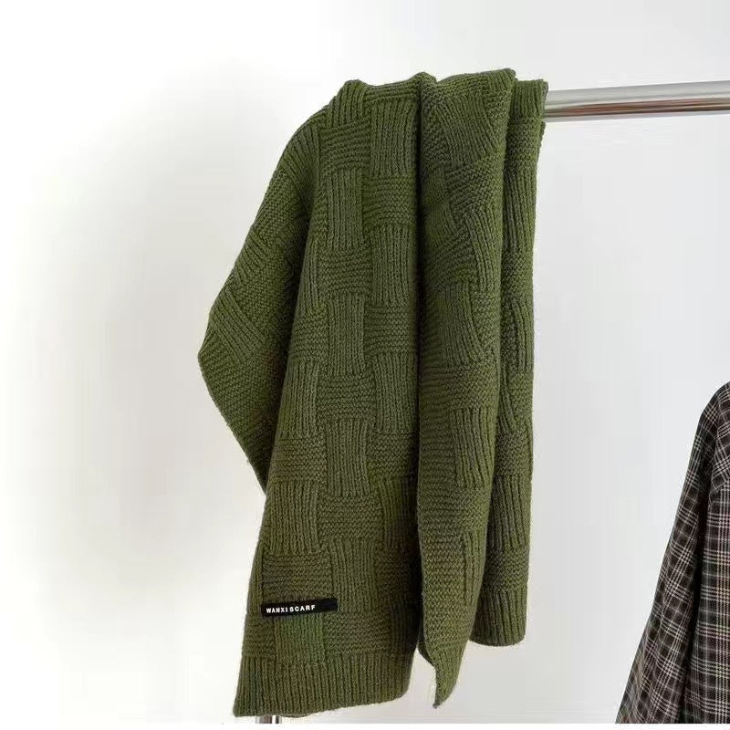 Wholesale Stripe Solid Color Label Winter Warm Knitted Arctic Velvet Scarves