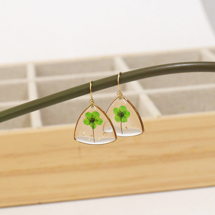 Wholesale 6pcs Geometric Colorful Dried Flower Earrings