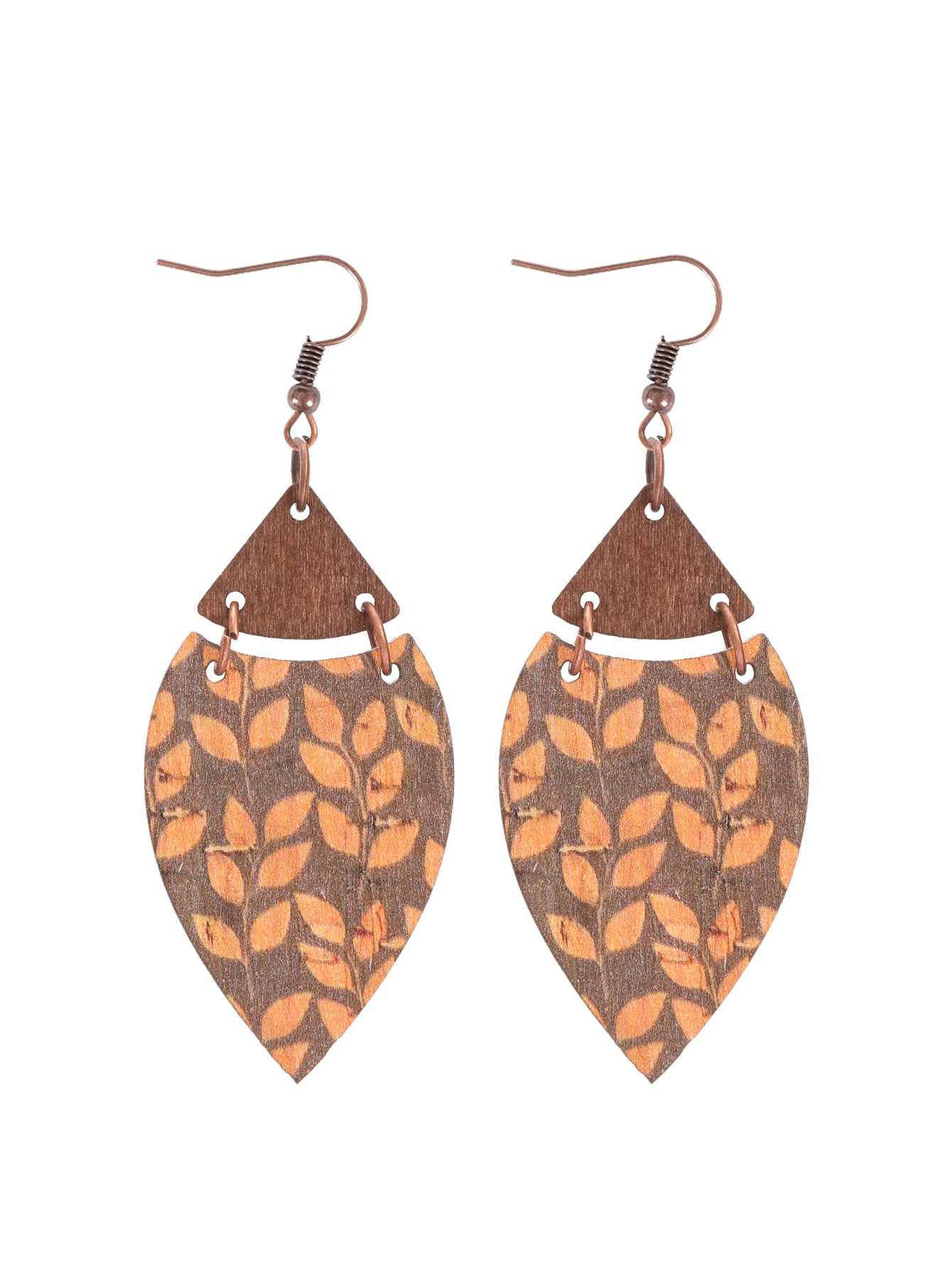 Wholesale Retro Leopard Leaf Splicing Woodblock Fashion Exaggerated Earrings