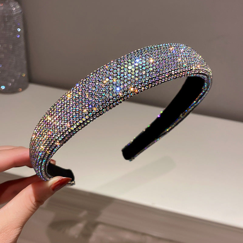 Wholesale Full of diamonds, super sparkling, elegant, fashionable and versatile colored diamond hair pressing headband