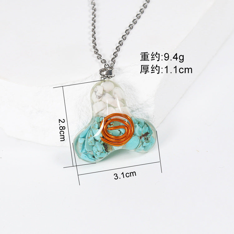 Wholesale 10pcs Natural Color Stone Specimen Geometric Shape Epoxy Lucky Necklace