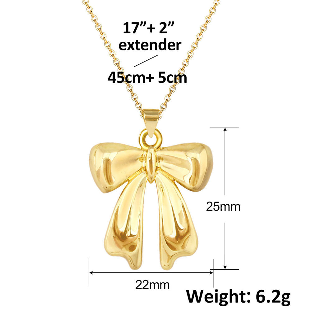 Wholesale French Retro Gold Plated Bowknot Pendant Necklace Jewelry Accessory For Resale