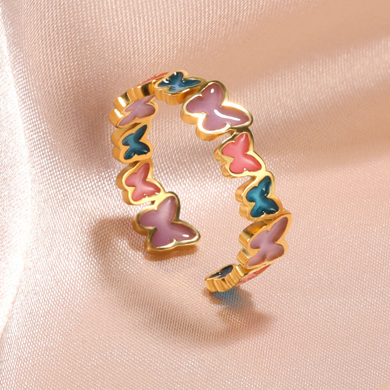 Wholesale Creative Butterfly Luminous Irregular Heart Brass Rings