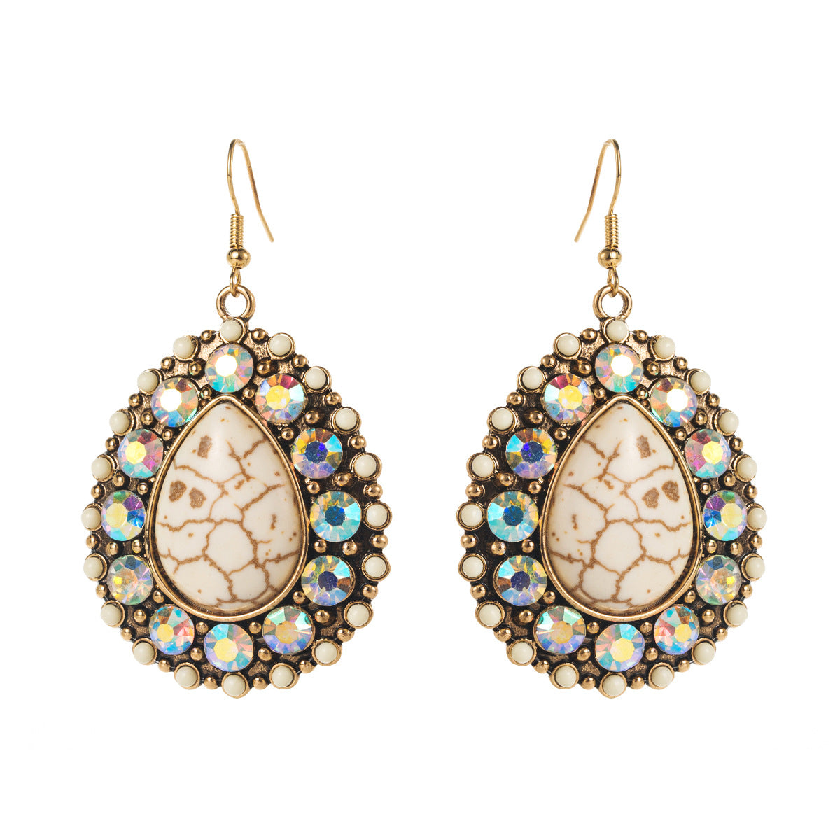 Wholesale White and turquoise earrings