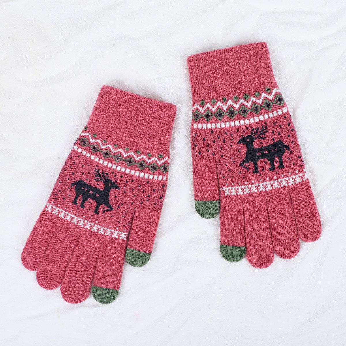 Wholesale Christmas Deer Wool Autumn and Winter Knitted Warm Touch Screen Gloves