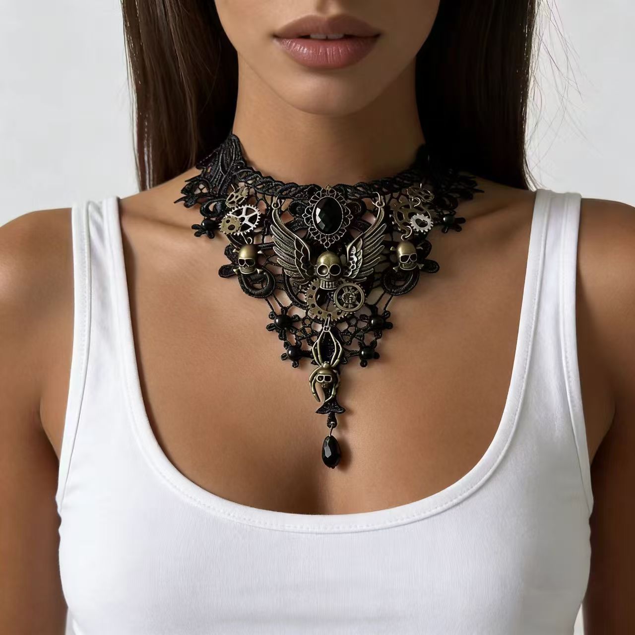 Wholesale Dark fringe exaggerated punk style necklace