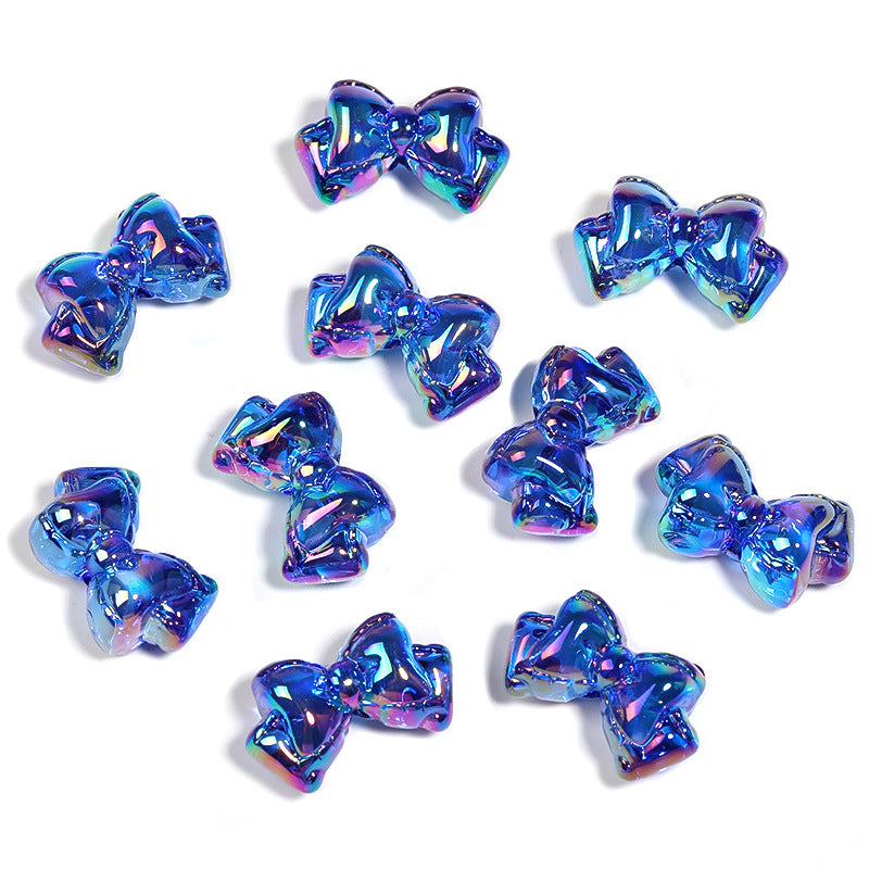 Wholesale UV plating bow beads double layer bow tie acrylic beads