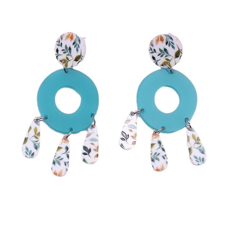 Wholesale Bohemian Style Splicing Hollow Acrylic Earrings