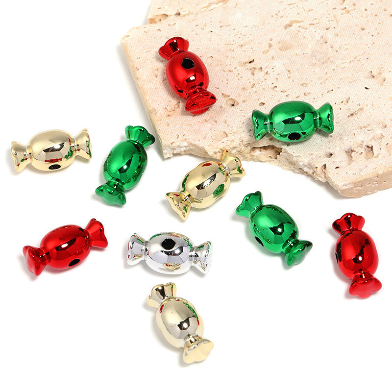 Wholesale 100pcs acrylic christmas color candy straight hole beads