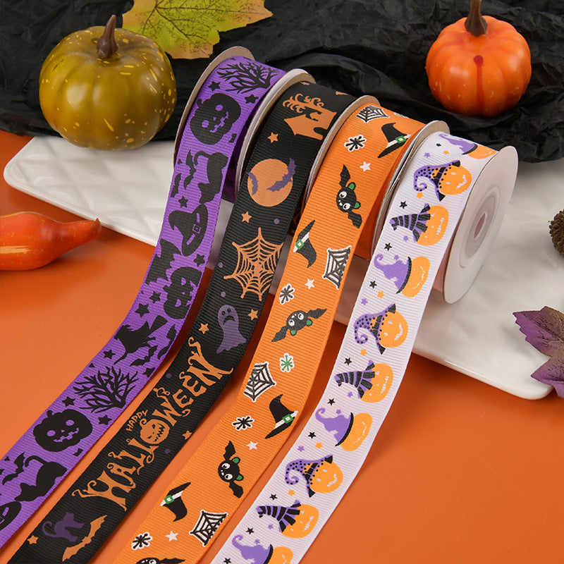 Wholesale New Halloween Webbing 1cm Spot Holiday Decoration Small Roll Ribbon Jewelry Gift Box