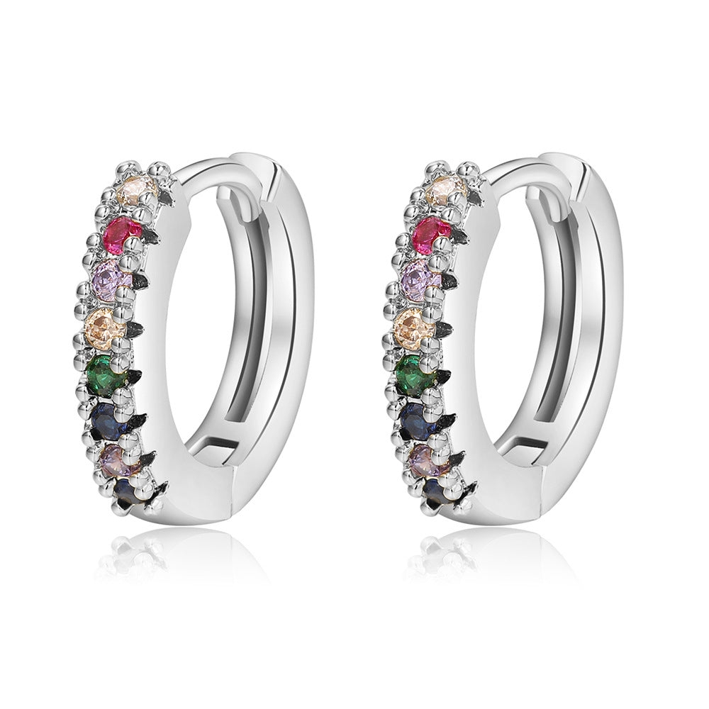 Pendientes de cobre geométricos de circón de color al por mayor