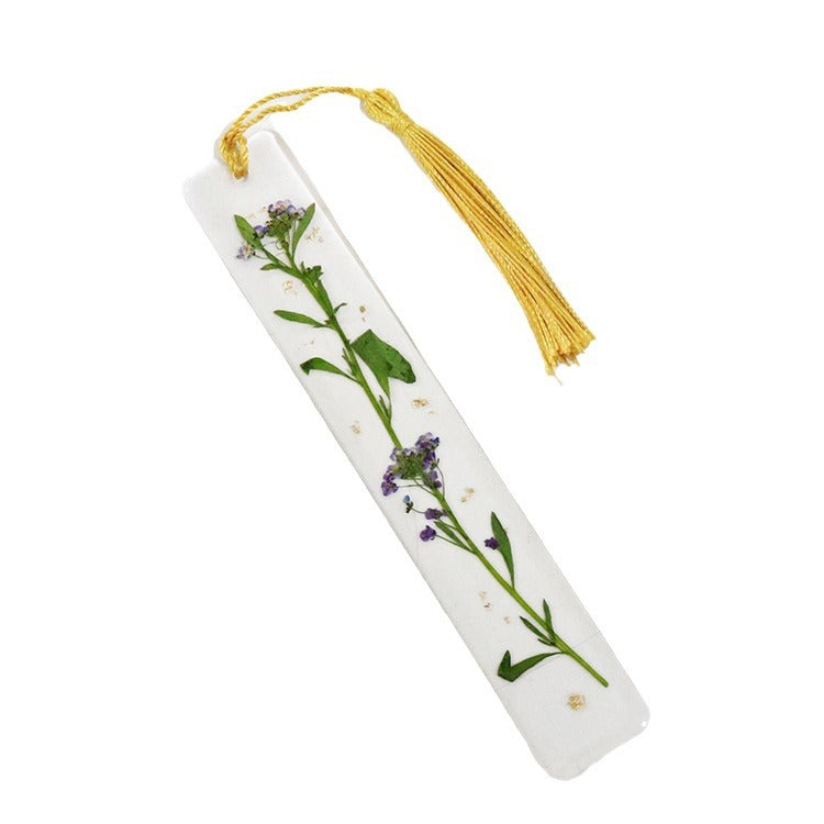 Wholesale 6pcs Dried Flower Glue Colored Tassel Bookmarks
