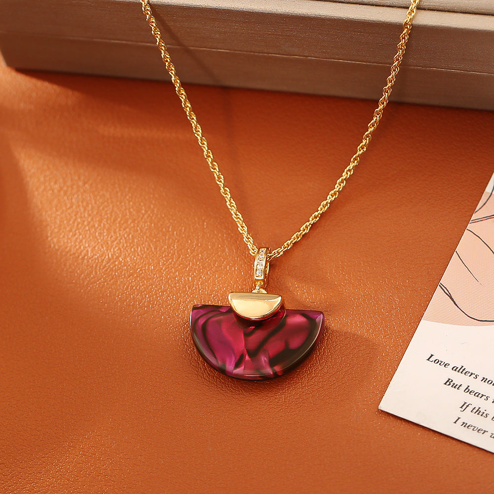 Wholesale Colorful fan-shaped abalone shell necklace