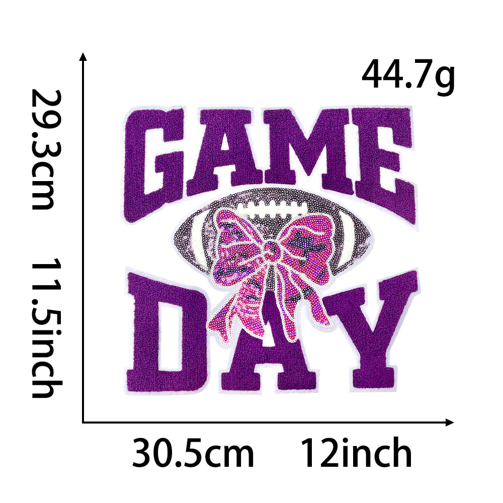Wholesale Large Sequin Embroidered Patch Gameday Football Iron On Applique DIY et Decoration