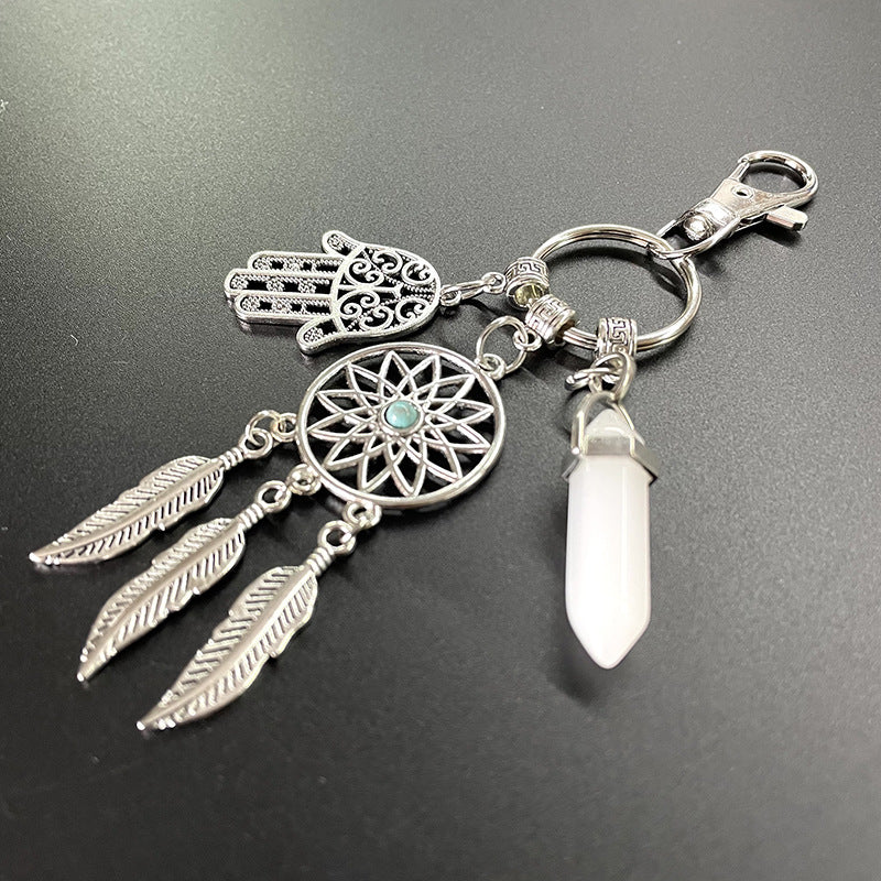 Wholesale Turquoise Green Dream Catcher Alloy Keychain