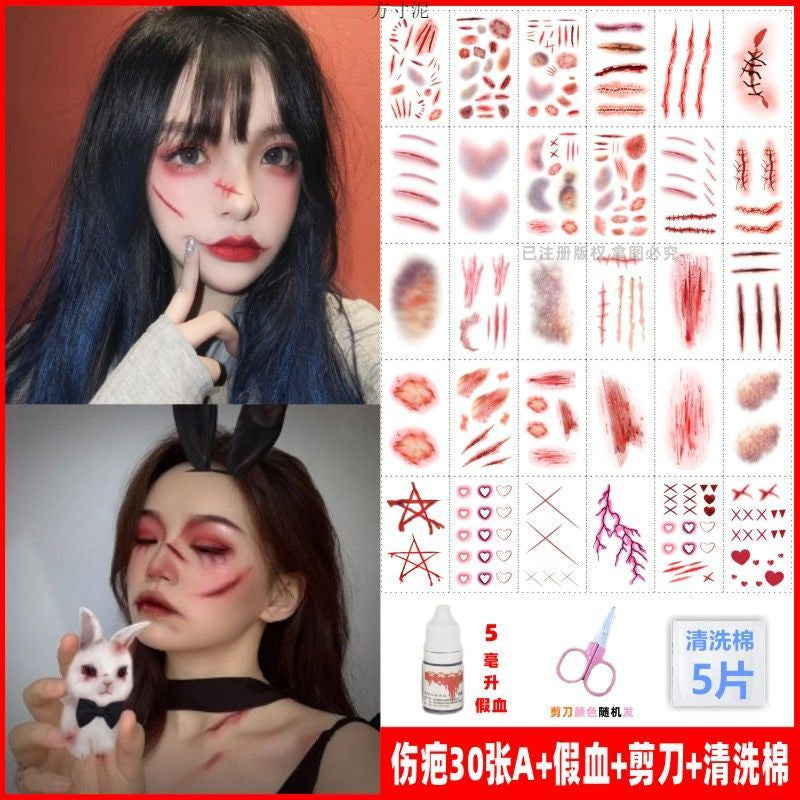 Wholesale  tattoo paste simulation bleeding fake wound bite  suture  party bar makeup face paste