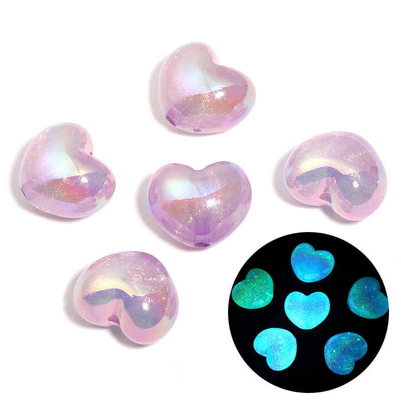 Wholesale 100pcs Luminous fat love acrylic beads