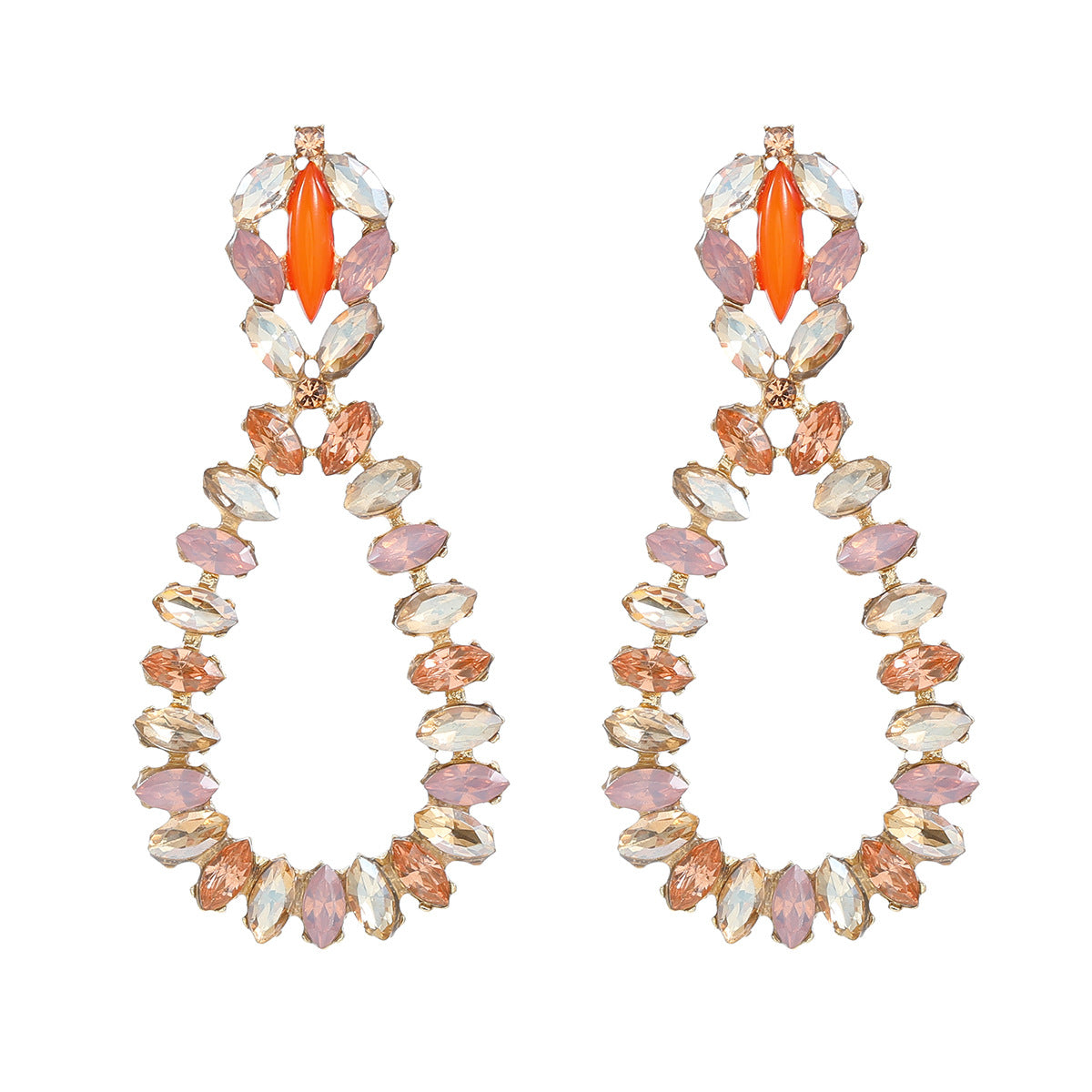 Wholesale Drop Shaped Earrings Exaggerated Rhinestone Jewelry Earrings