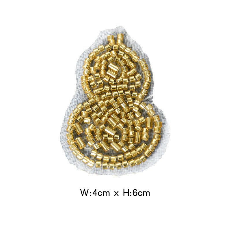 Wholesale Decorative Gourd Shaped Crystal Bead Embroidery Patch DIY Craft Supply For Clothing Bags Towels