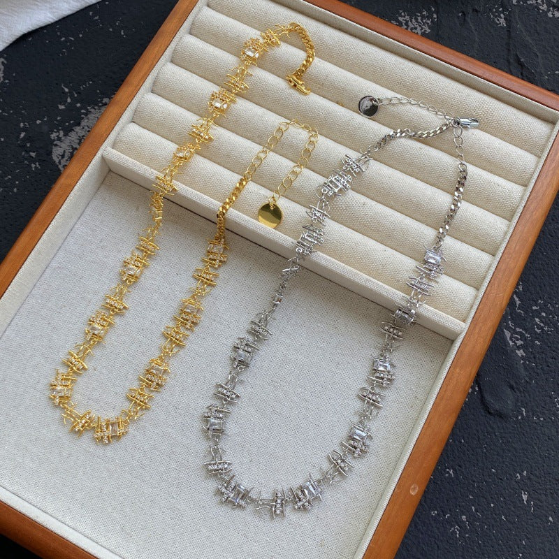 Wholesale Vintage Braided Gemstone Necklace Clavicle Chain