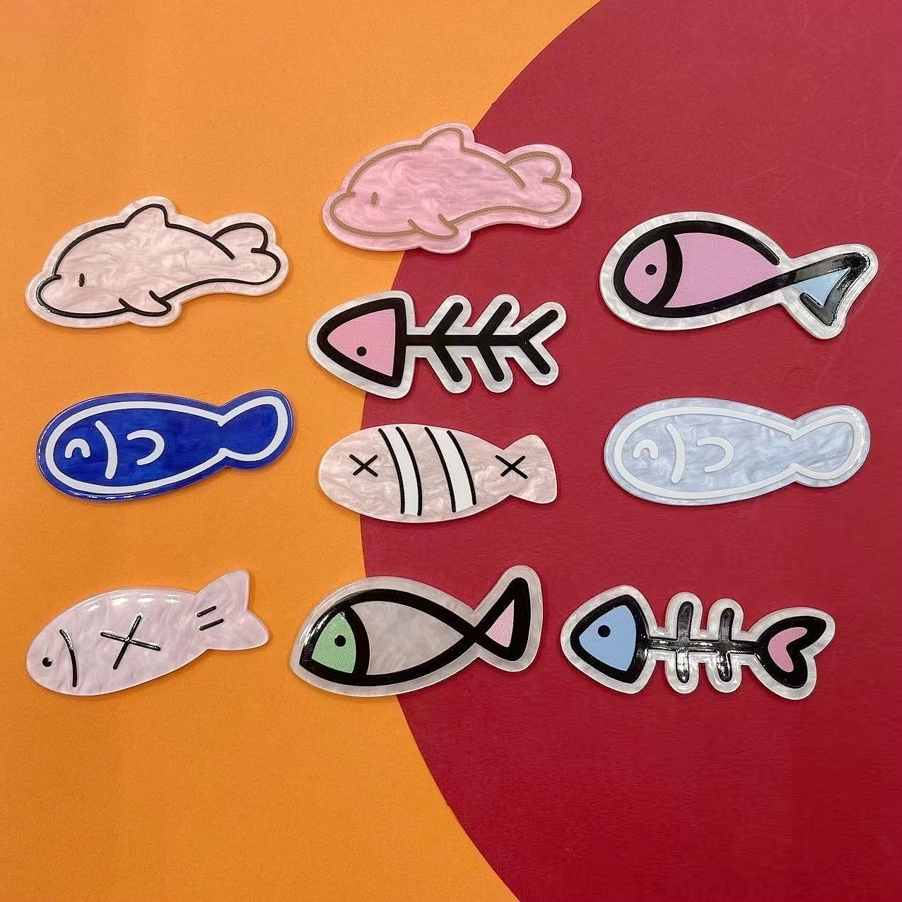 Wholesale 5pcs Cartoon Fish Acrylic FlatBack Cute Accessories