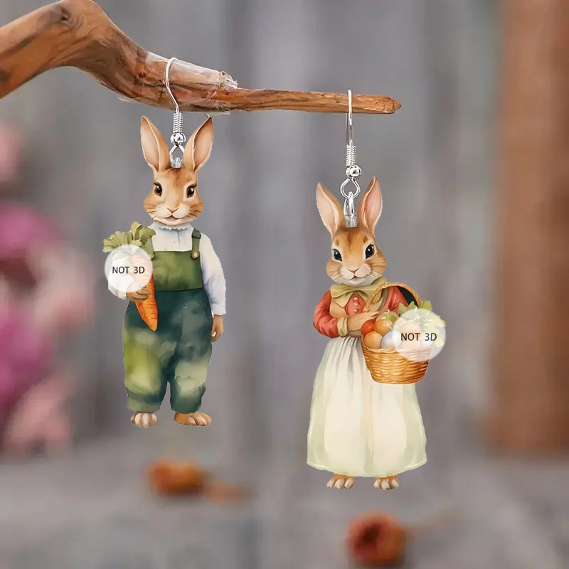 Wholesale Easter cartoon rabbit flat acrylic earrings