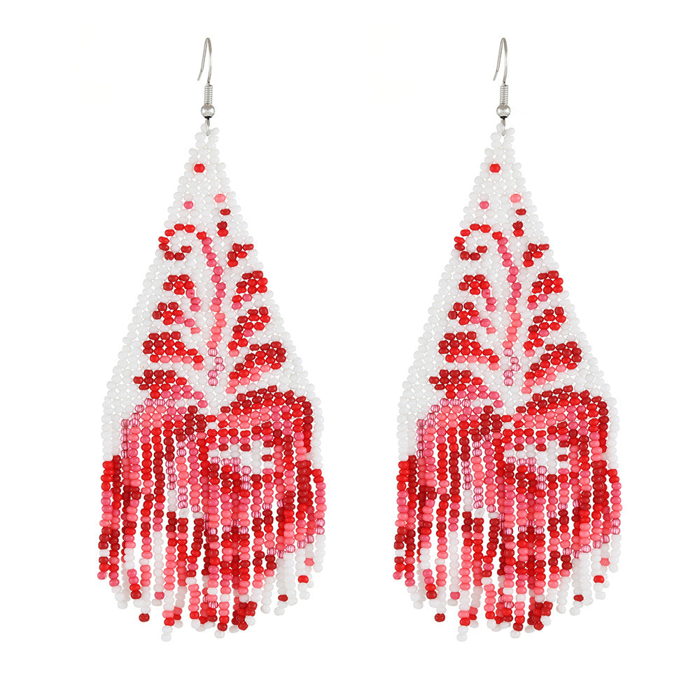 Wholesale Vintage Bohemian Handwoven Flower Tassel Earrings