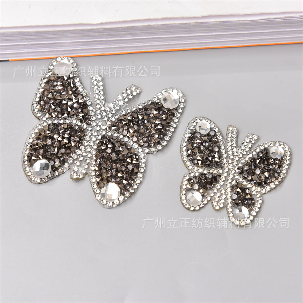 Wholesale 10pcs Butterfly rhinestone hot stamping embroidery DIY Patches
