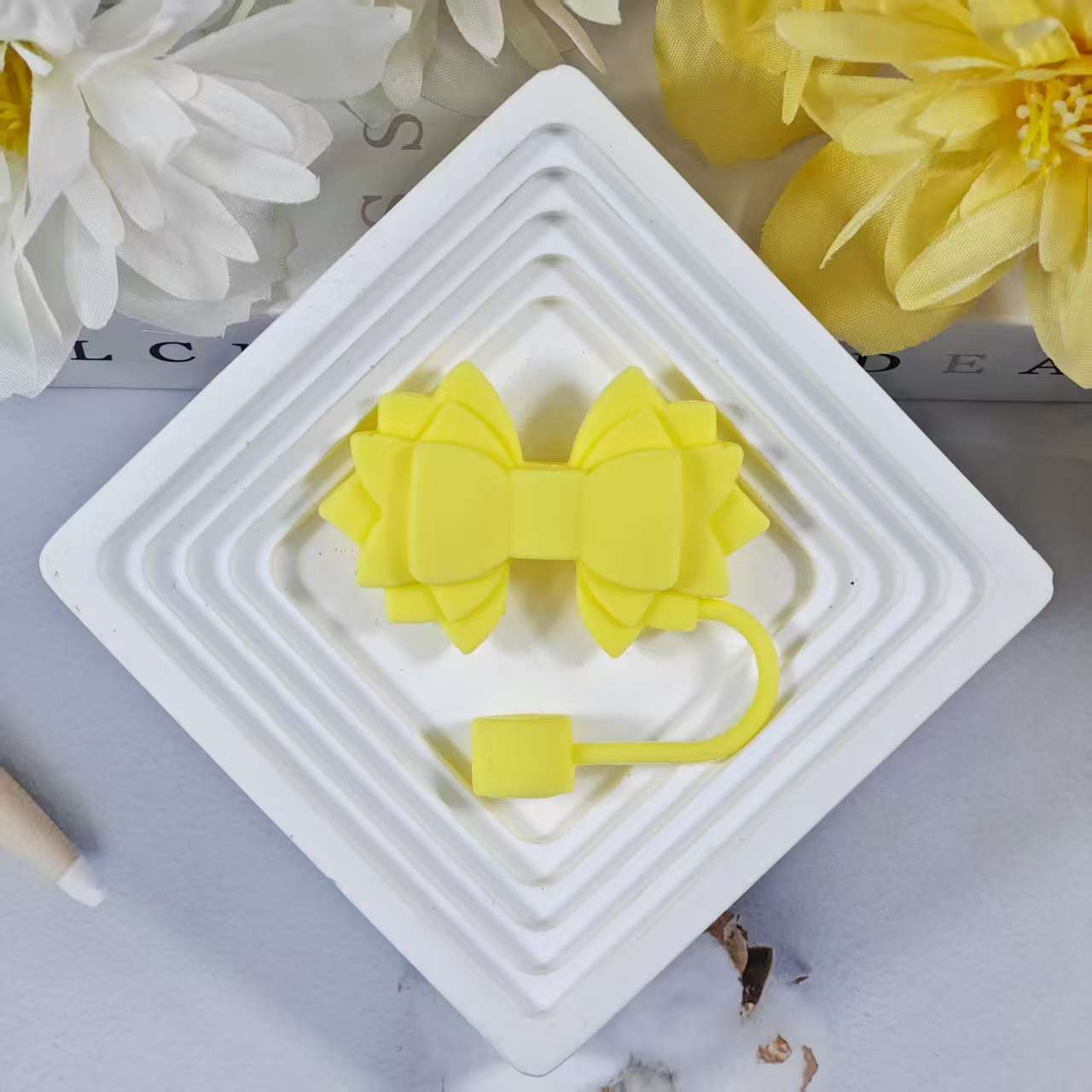 Wholesale 10pcs pink Bow Straw Tube Cap