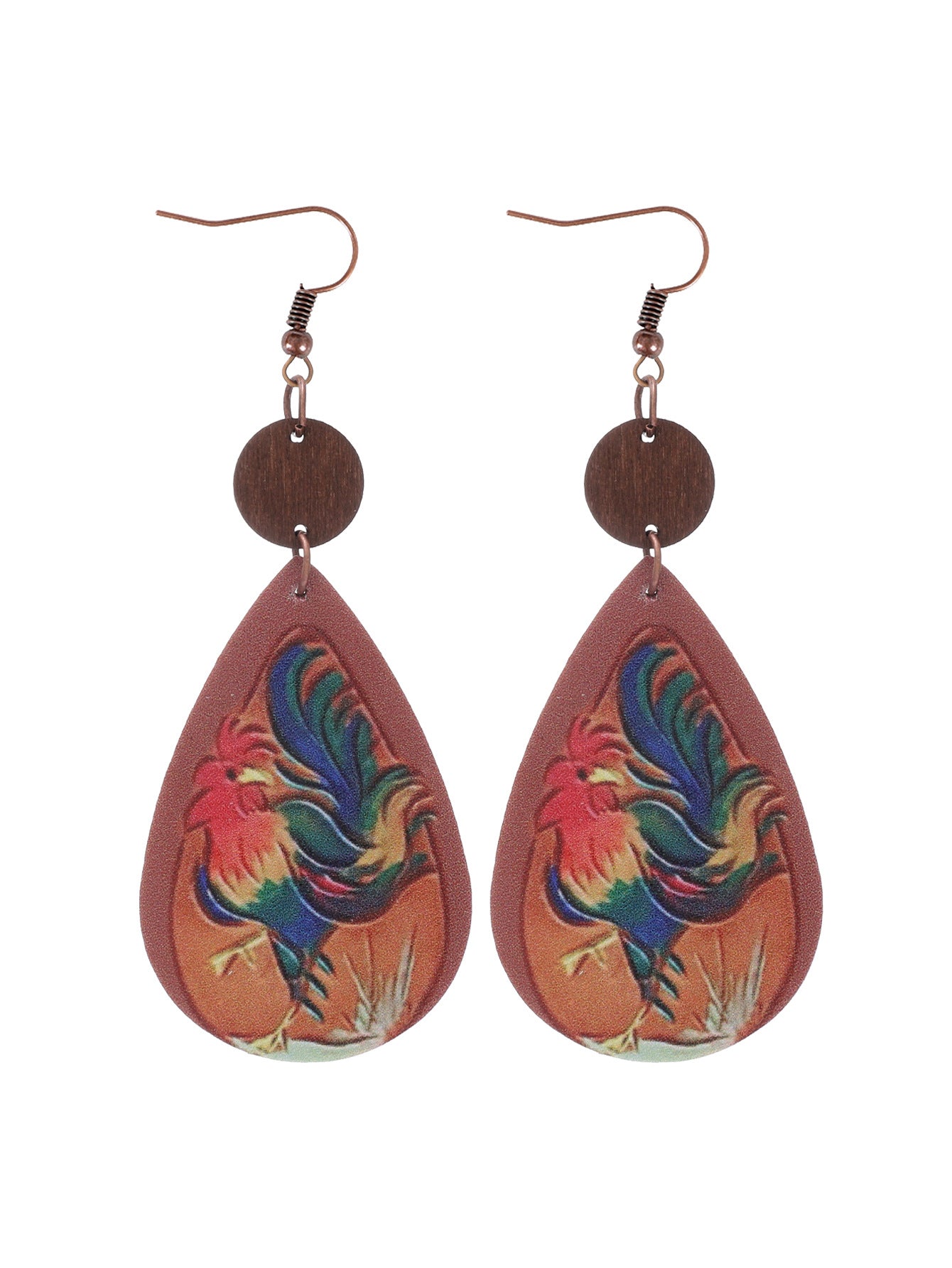 Wholesale Cactus-patterned leather earrings