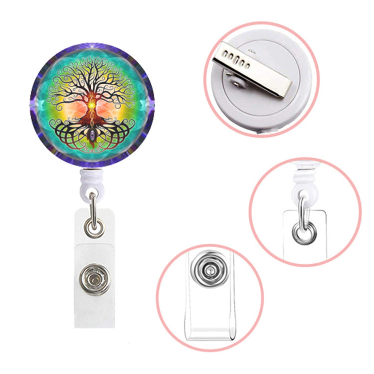 Wholesale Badge Reels ABS Tree of Life Retractable Keychain