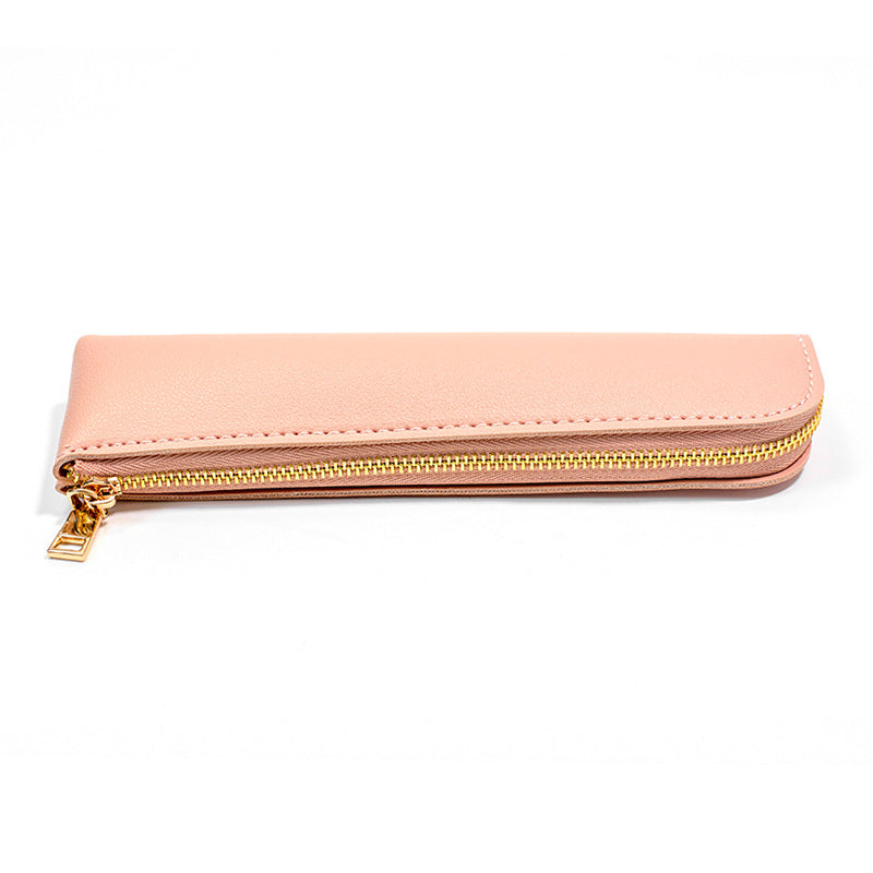 Wholesale Solid color leather large capacity pencil case