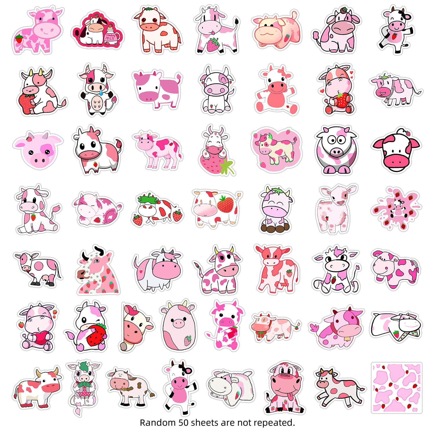 Wholesale 50 sheets pink cow graffiti stickers waterproof stickers