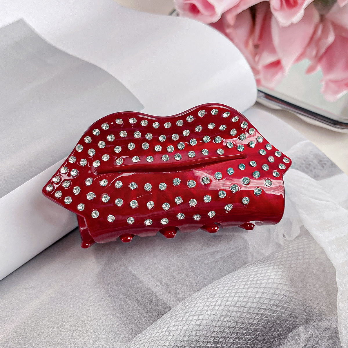 Wholesale Love Grab Clip Heavy Industry Diamond Hair Clip Light Luxury High-end Shark Clip Valentine's Day Hair Accessories Headwear