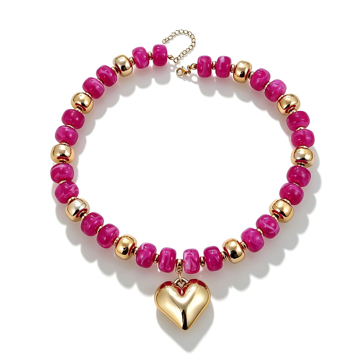 Wholesale Dopamine Color Block Heart Choker Necklace Women S Resin Summer Fashion Jewelry Gift