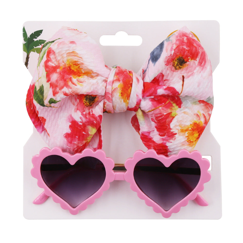 Wholesale Baby Summer Polyester Printed Headband Sun Lens Strap Set