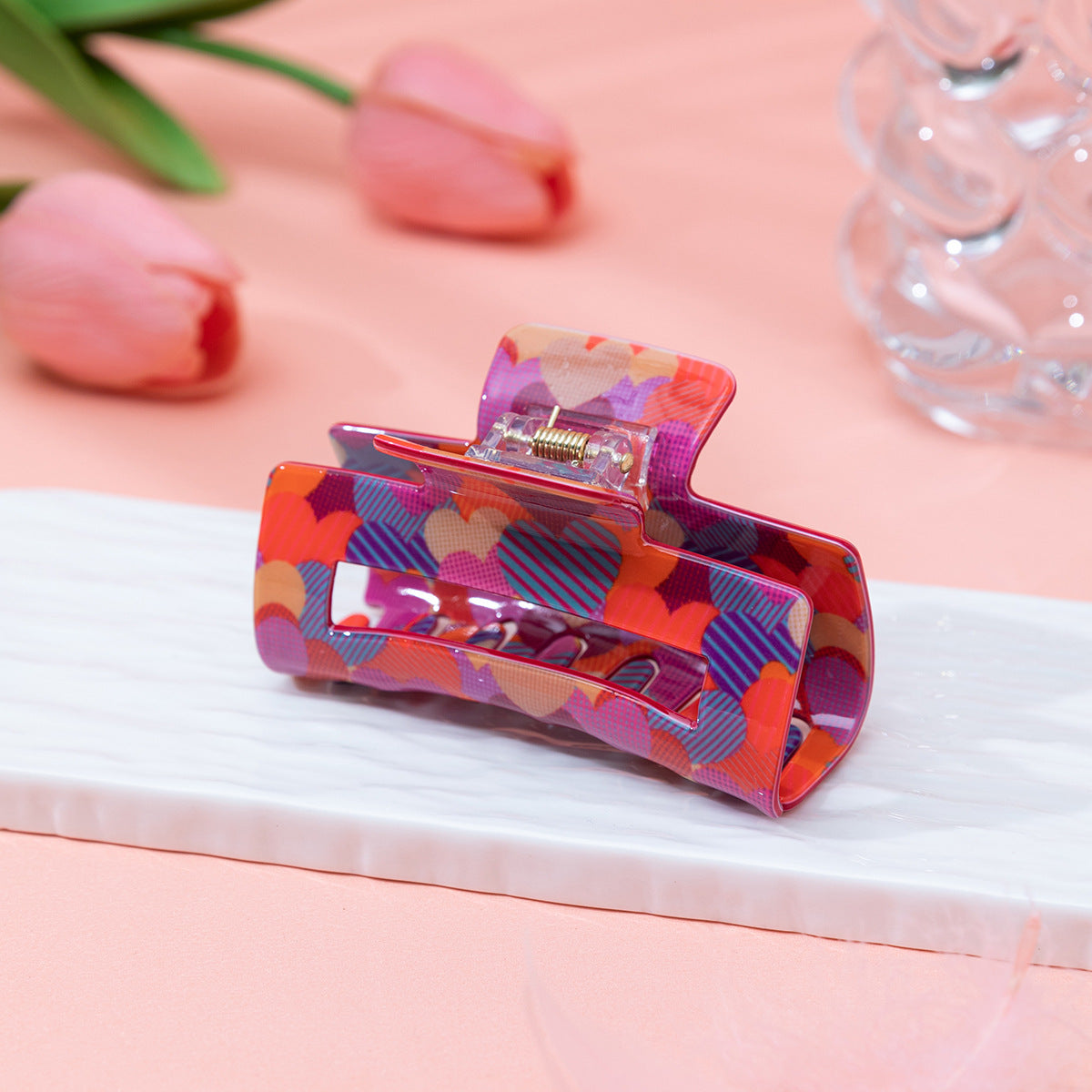 Wholesale simple all-match Valentine's Day printed rose love hair clip hair clip back headwear shark clip